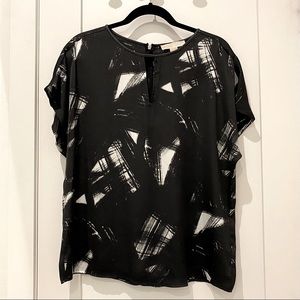 Michael Kors black & white silk top size S